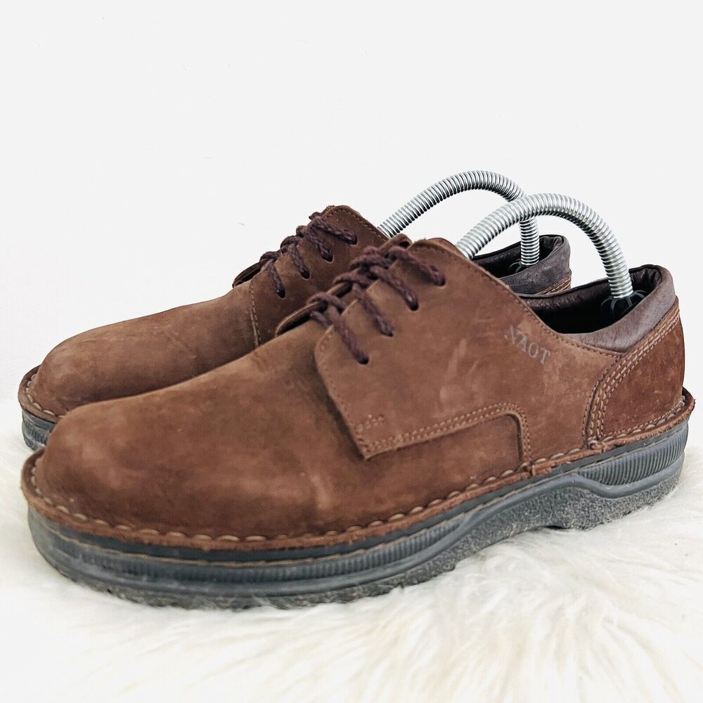 Naot Mens Denali Crazy Horse Brown Suede Leather Lace up Loafer Shoes ~ EU41 US8